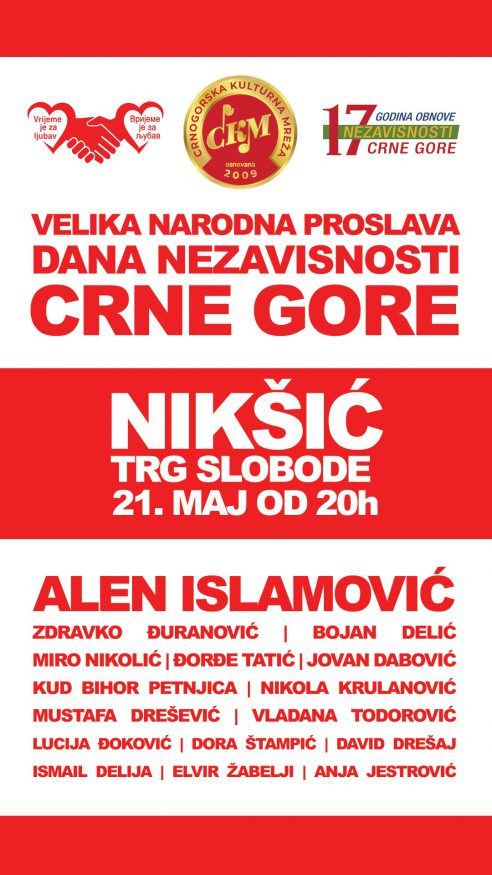 VEČERAS U NIKŠIĆU VELIKA NARODNA PROSLAVA DANA NEZAVISNOSTI