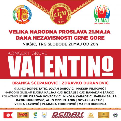 VEČERAS SE U NIKŠIĆU SLAVE LJUBAV I 21.MAJ